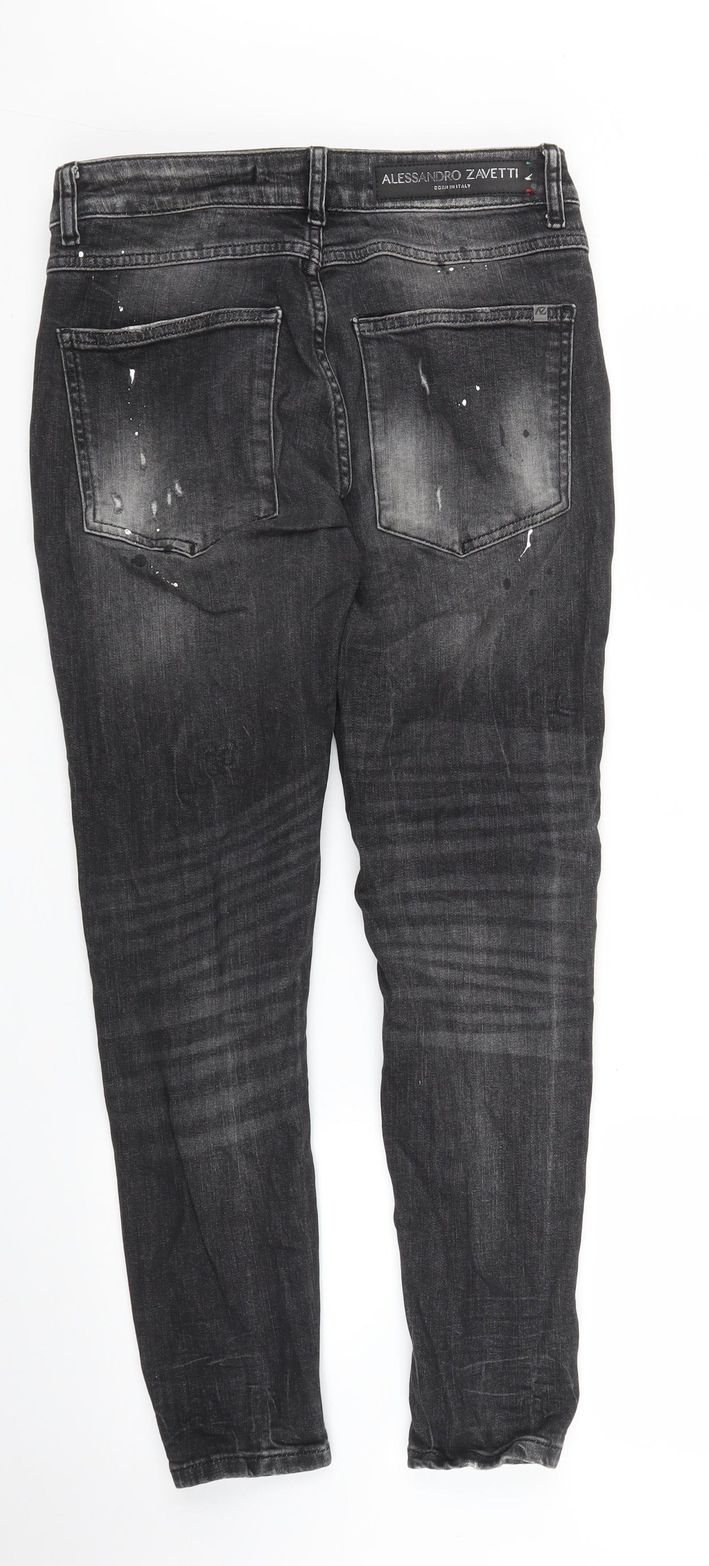 Alessandro Zavetti Mens Black  Denim Skinny Jeans Size 28 in L28 in