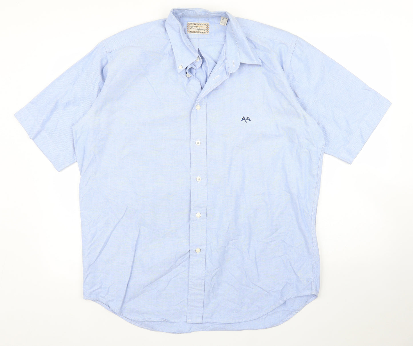 Thomas Burberry Mens Blue    Button-Up Size L