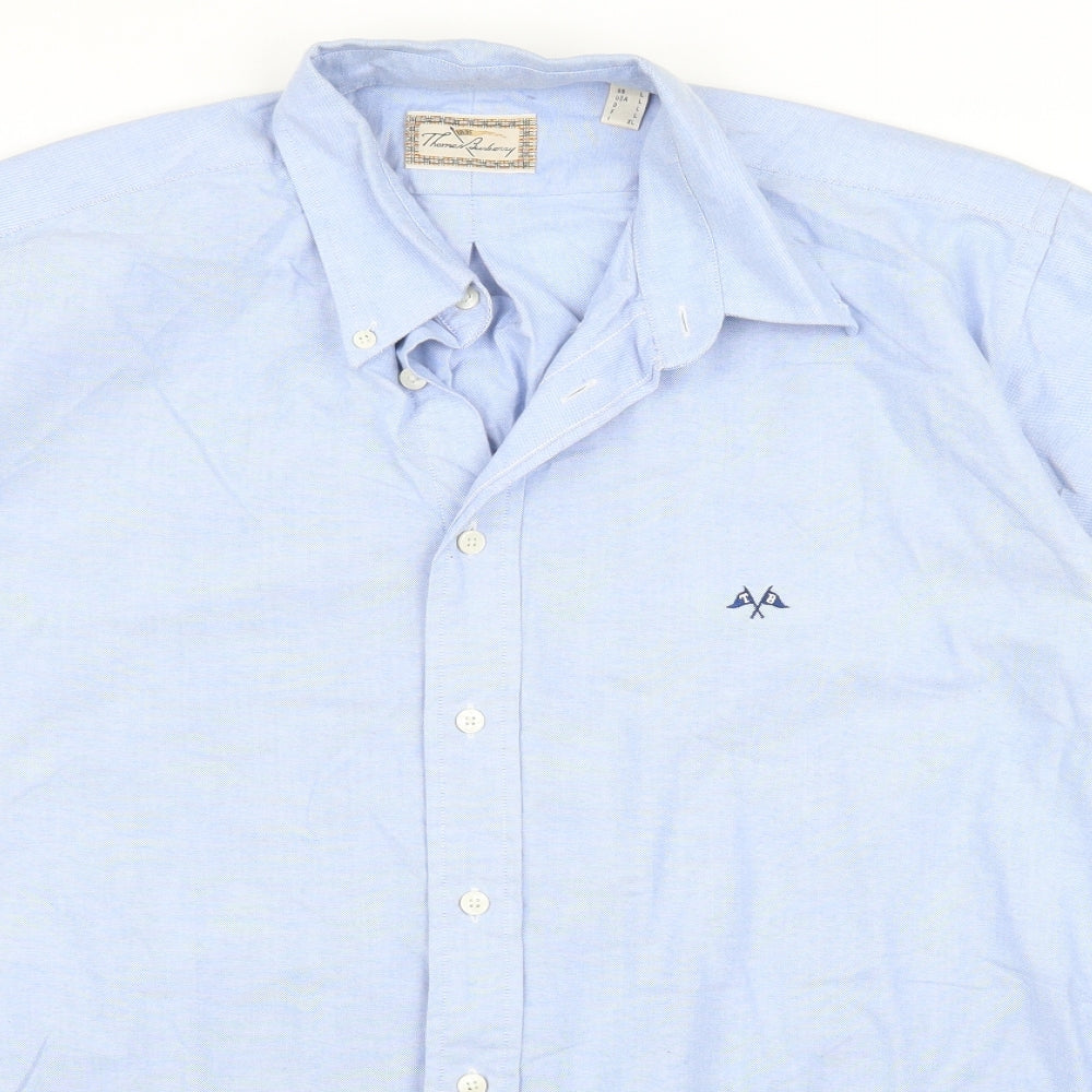 Thomas Burberry Mens Blue    Button-Up Size L