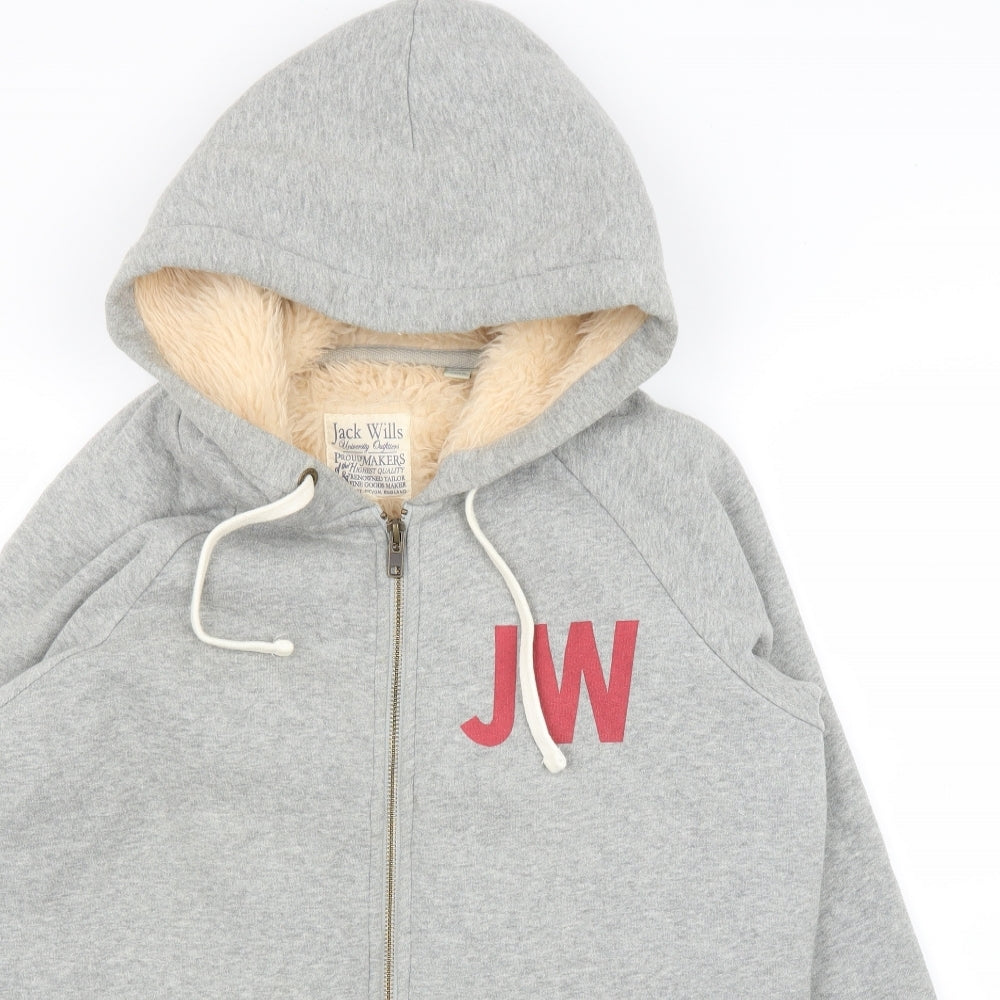 Jack Wills Womens Grey   Full Zip Hoodie Size 14