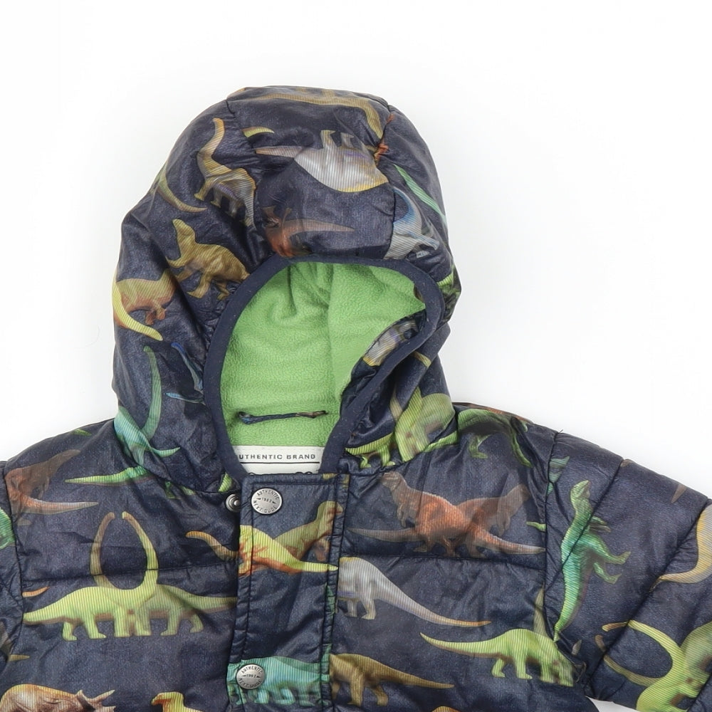 NEXT Boys Blue   Puffer Jacket Coat Size 9-12 Months  - Dinosaur