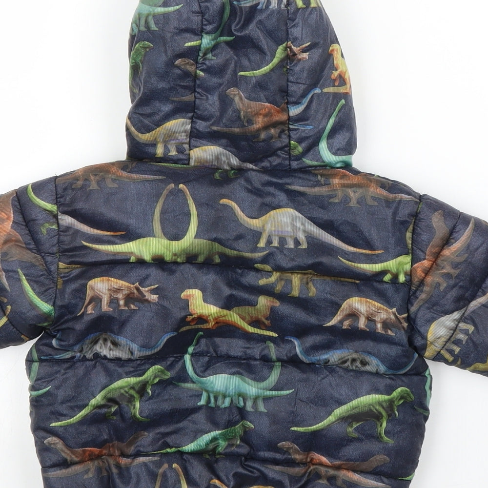 NEXT Boys Blue   Puffer Jacket Coat Size 9-12 Months  - Dinosaur