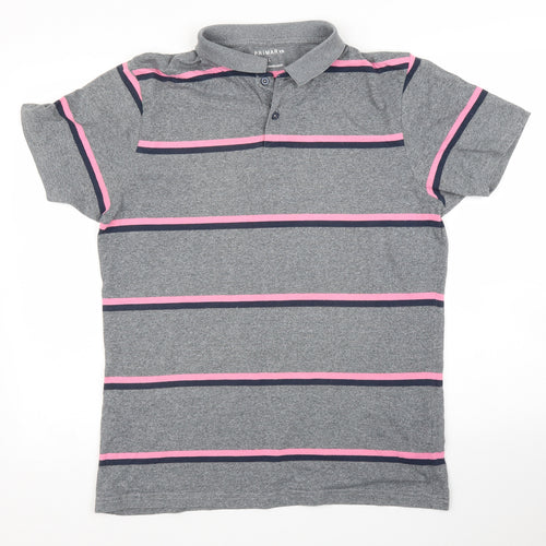 Primark Mens Grey Striped   Button-Up Size L