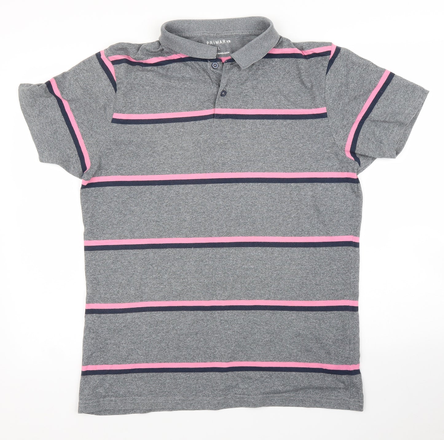 Primark Mens Grey Striped   Button-Up Size L