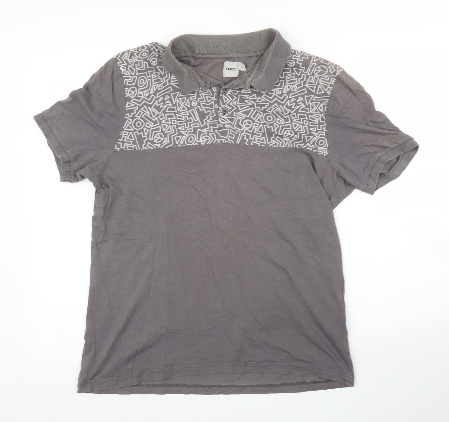 ASOS Mens Grey Geometric   Polo Size L