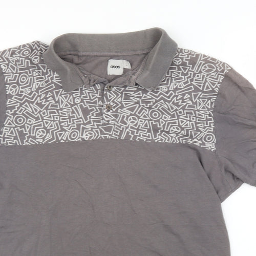 ASOS Mens Grey Geometric   Polo Size L
