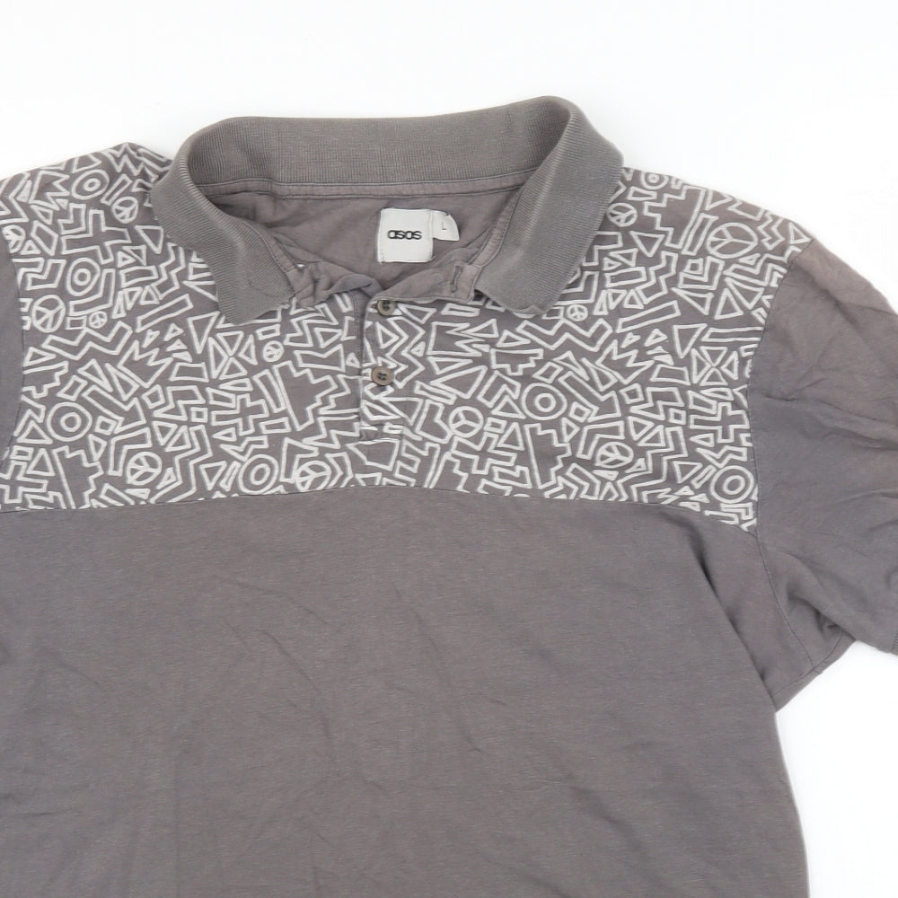 ASOS Mens Grey Geometric   Polo Size L