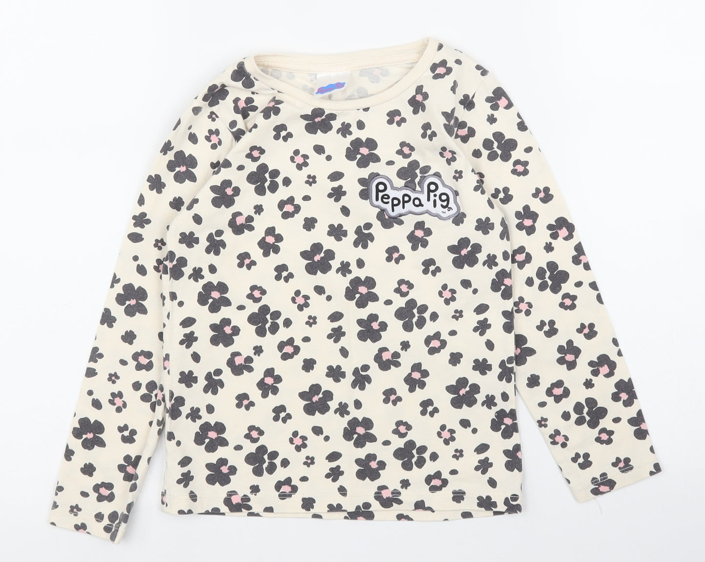 George Girls Ivory Floral  Basic T-Shirt Size 4 Years