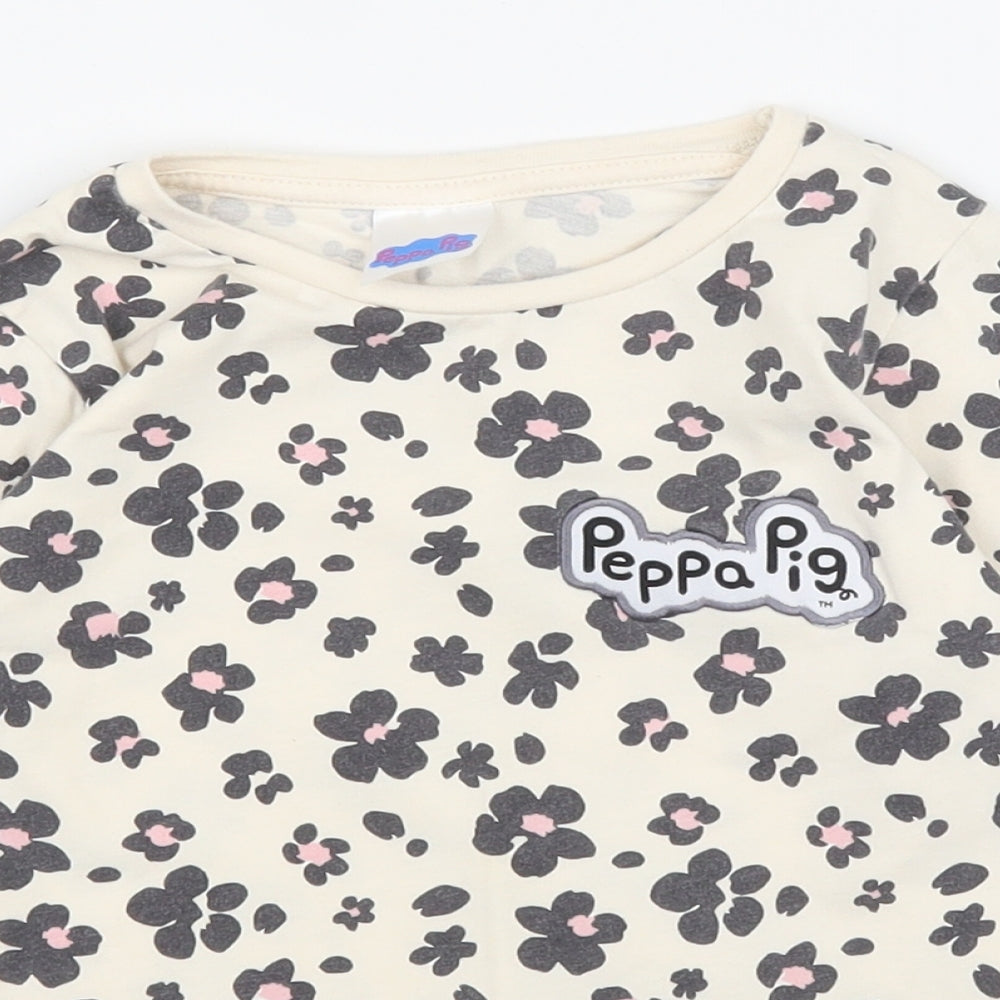 George Girls Ivory Floral  Basic T-Shirt Size 4 Years