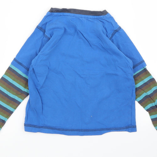 M&S Boys Blue Striped  Basic T-Shirt Size 3 Years