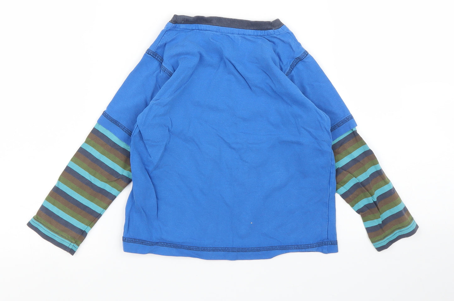 M&S Boys Blue Striped  Basic T-Shirt Size 3 Years