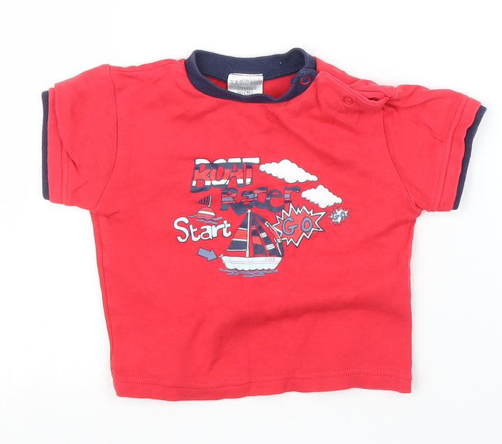 Preworn Boys Red   Basic T-Shirt Size 12-18 Months