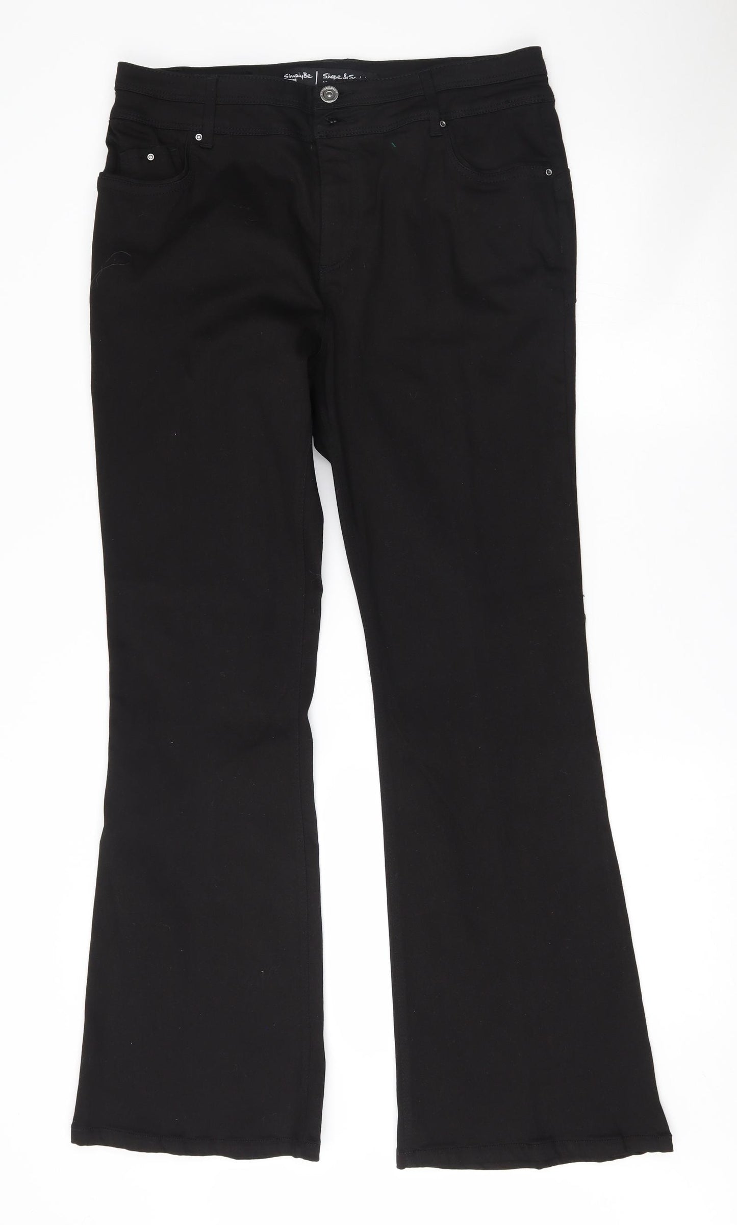 Simply Be Womens Black   Flared Jeans Size 14 L30.5 in