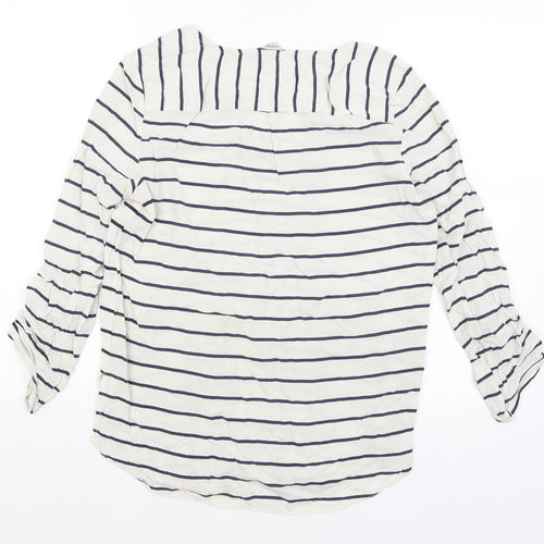 George Womens White Striped  Basic T-Shirt Size 16