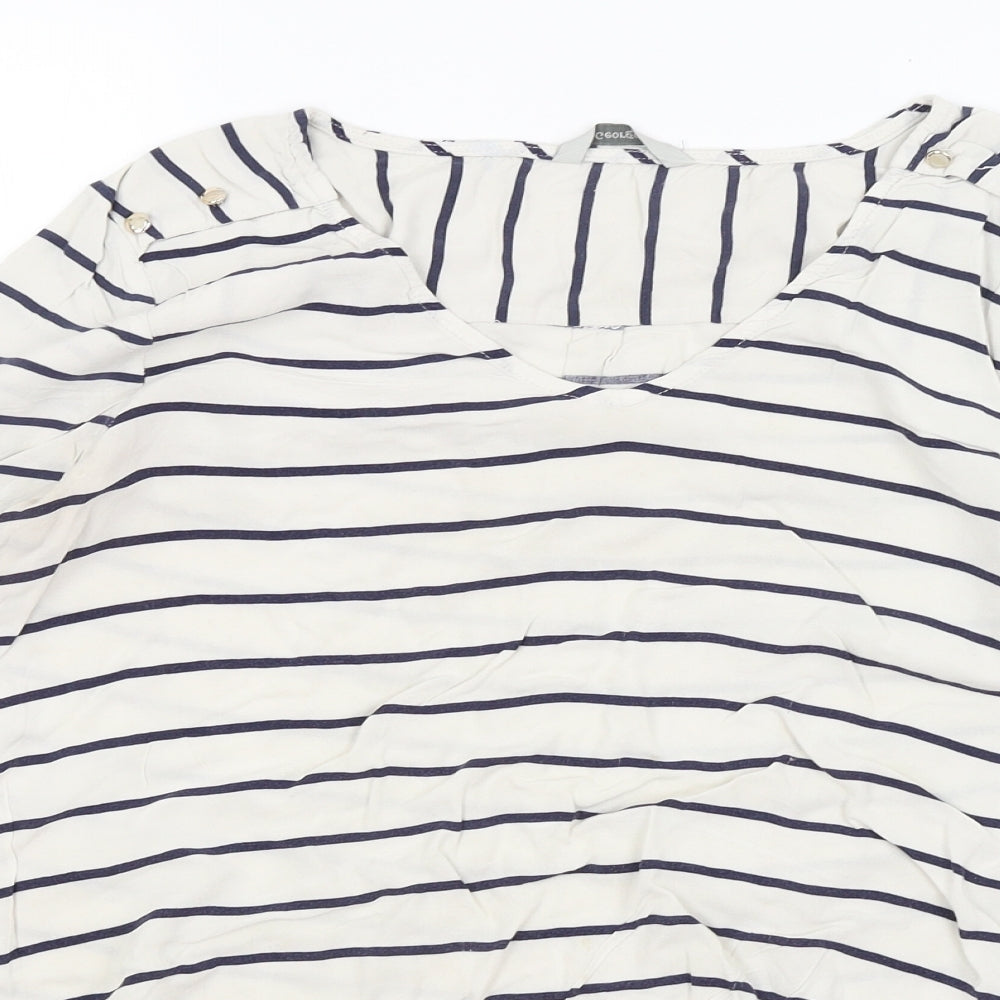 George Womens White Striped  Basic T-Shirt Size 16