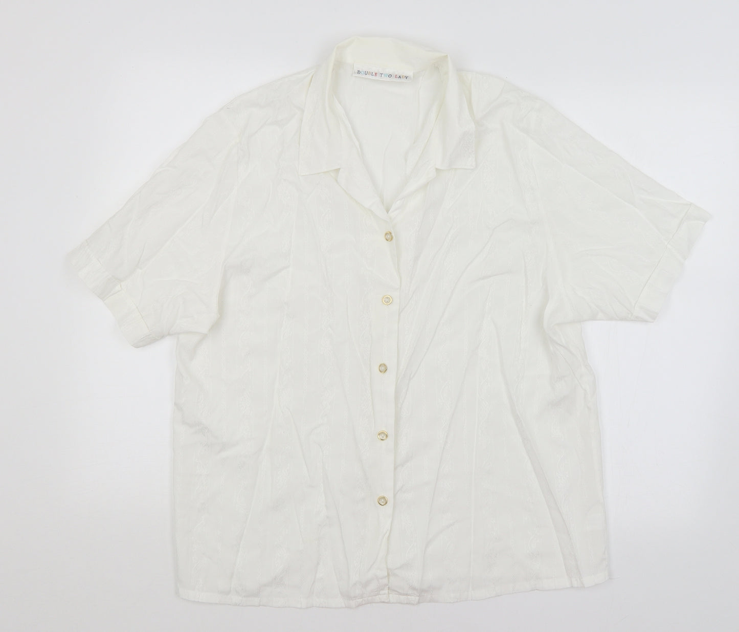 Double Two Lady Womens White   Basic Button-Up Size 18