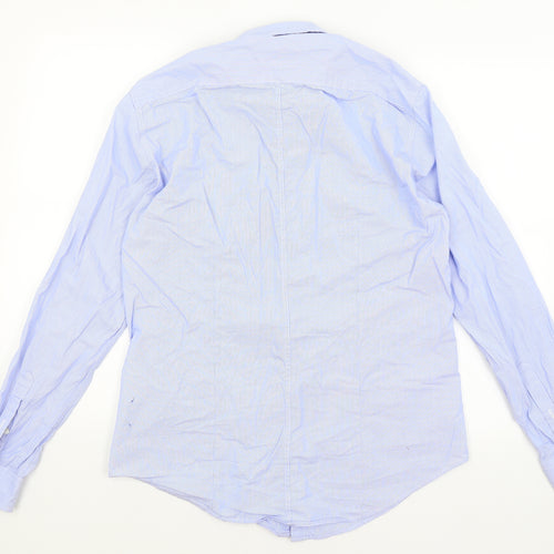 Trussardi Womens Blue Striped  Basic Button-Up Size 12