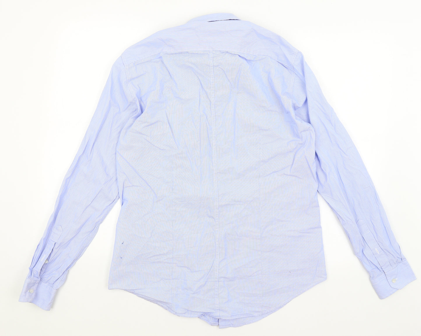 Trussardi Womens Blue Striped  Basic Button-Up Size 12