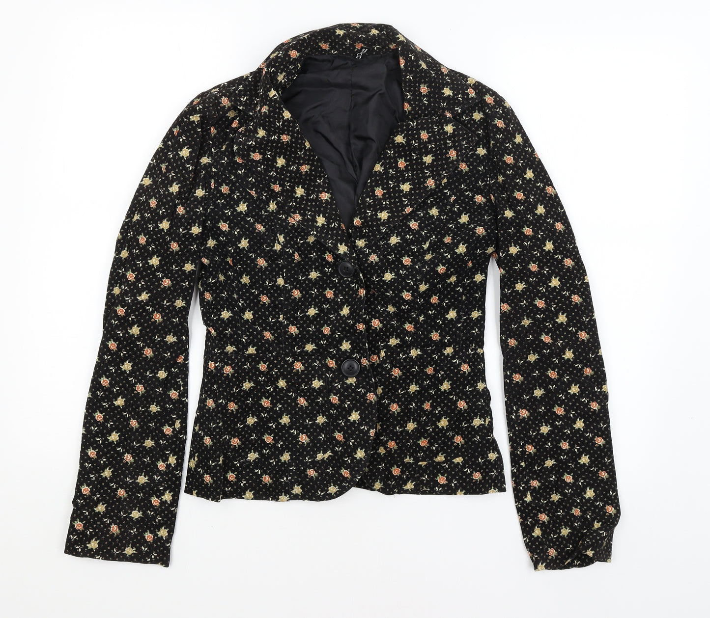 Divided Womens Black Floral  Jacket Blazer Size 10