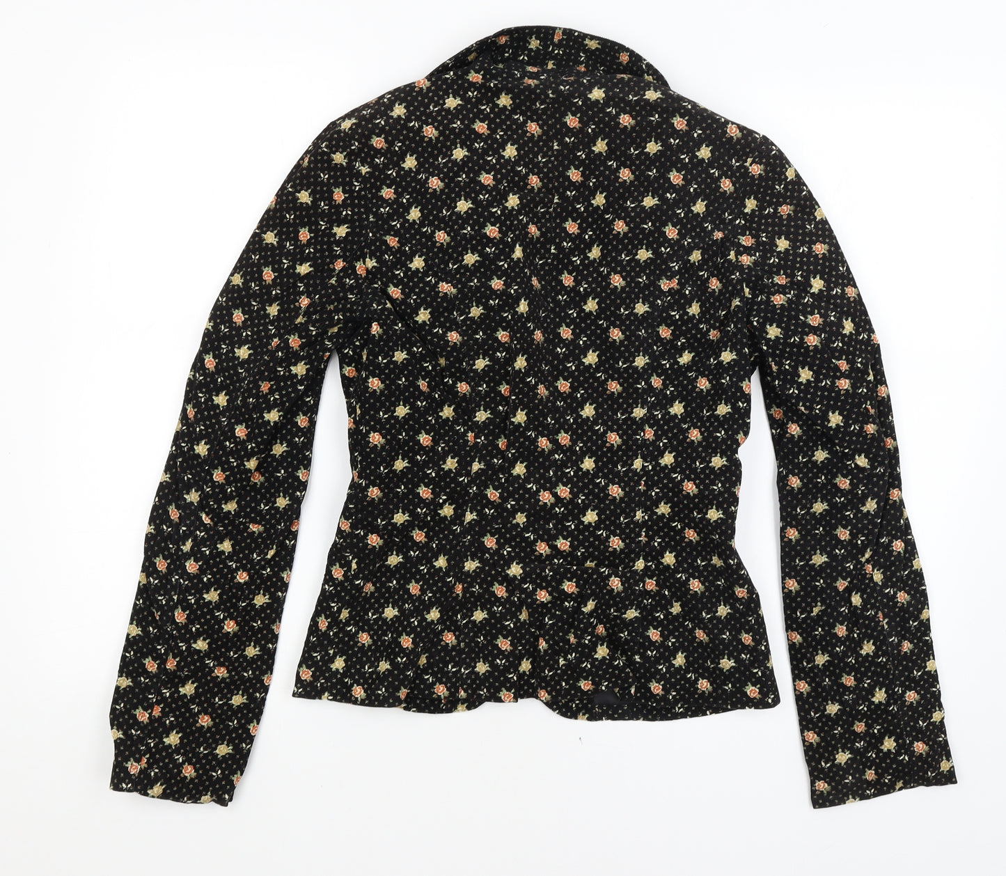 Divided Womens Black Floral  Jacket Blazer Size 10
