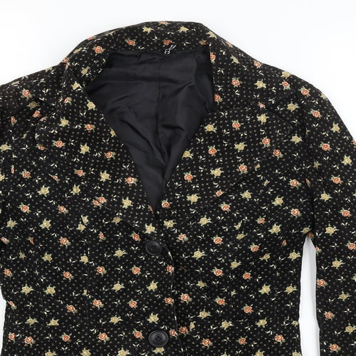 Divided Womens Black Floral  Jacket Blazer Size 10