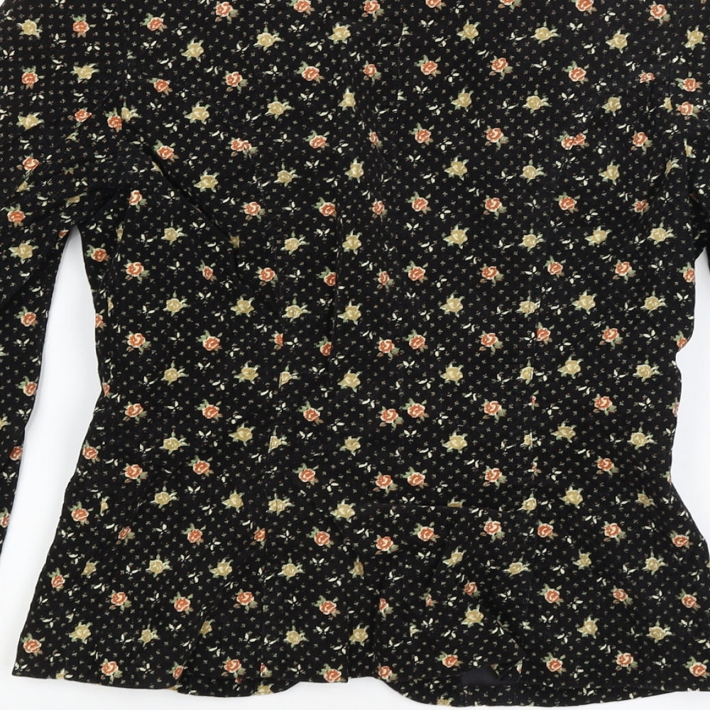 Divided Womens Black Floral  Jacket Blazer Size 10