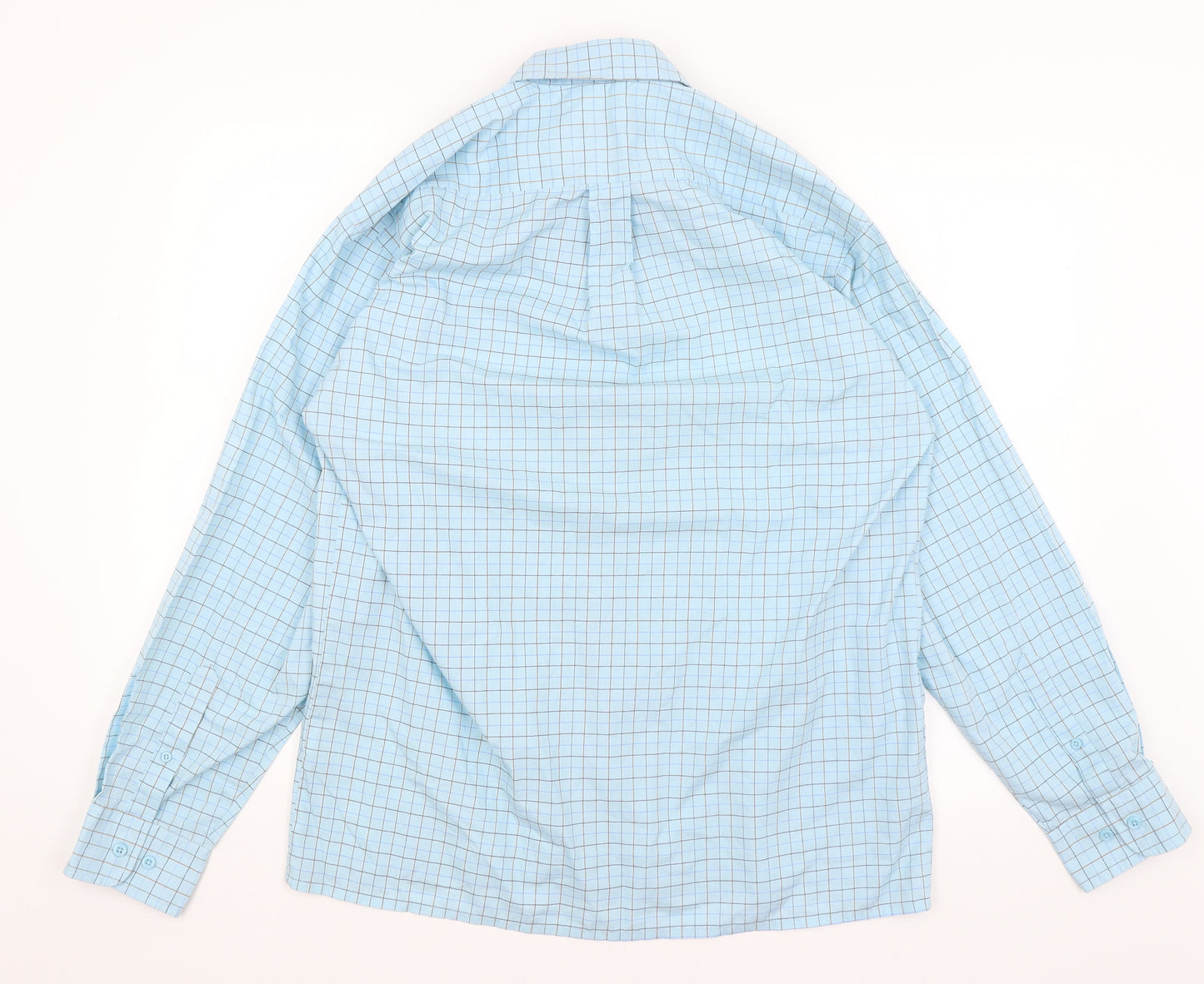 Tom Hagan Mens Blue Check   Dress Shirt Size 16