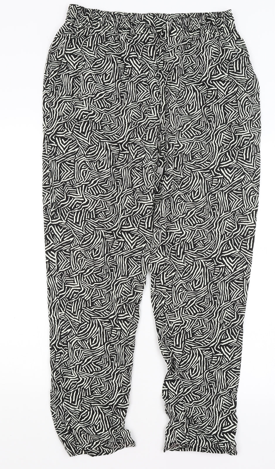New Look Womens Black Geometric  Trousers  Size 14 L28 in