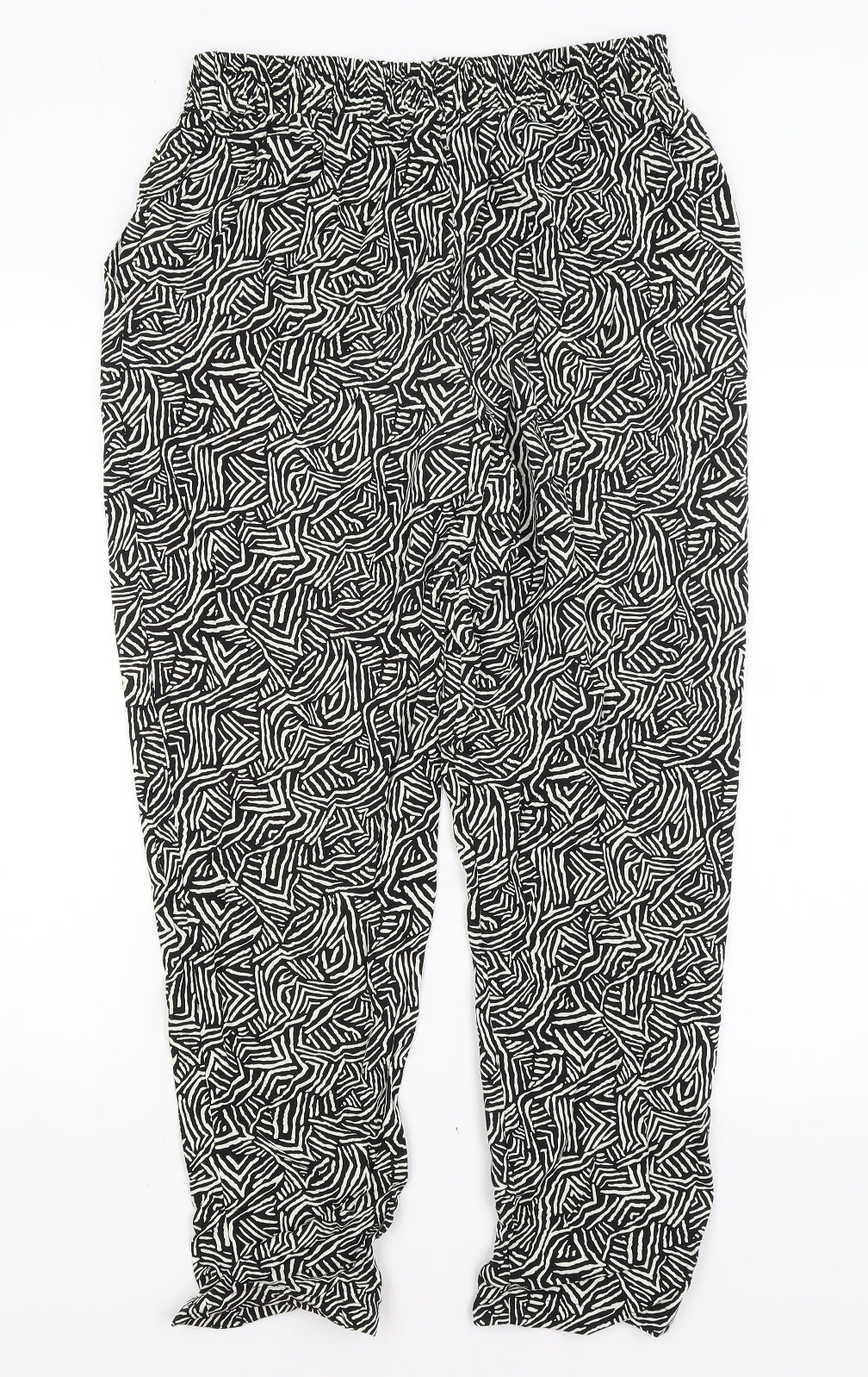 New Look Womens Black Geometric  Trousers  Size 14 L28 in