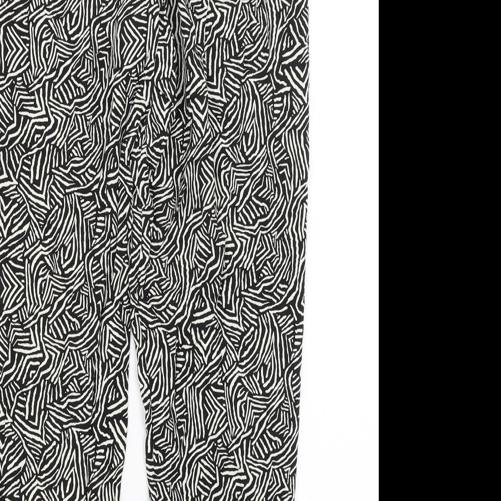 New Look Womens Black Geometric  Trousers  Size 14 L28 in