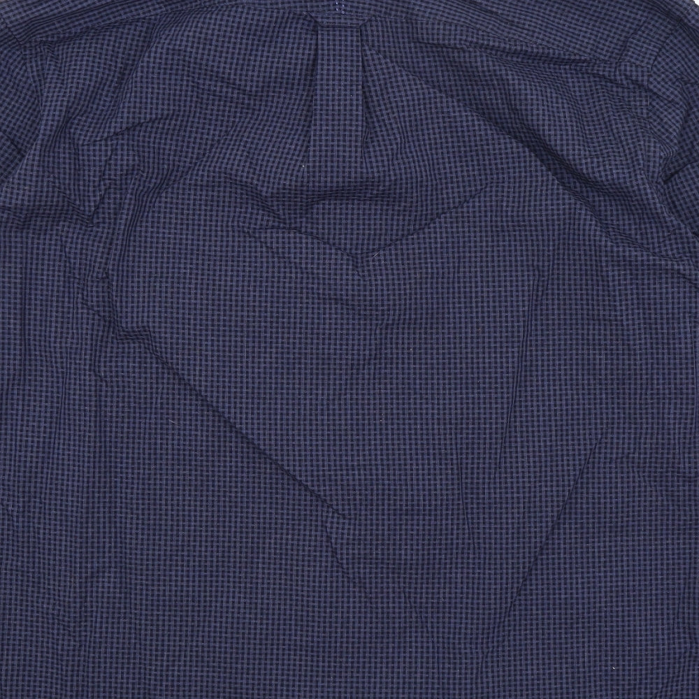 Jeff Banks Mens Blue Check   Button-Up Size 2XL