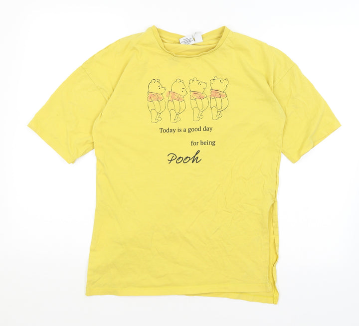 Disney Womens Yellow Basic T-Shirt Size 2XS - Winnie the Pooh