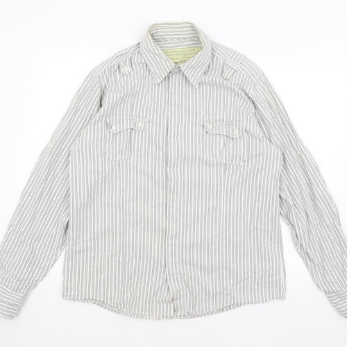 Preworn Mens Grey Striped   Button-Up Size XL