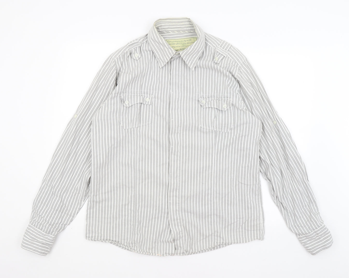 Preworn Mens Grey Striped   Button-Up Size XL