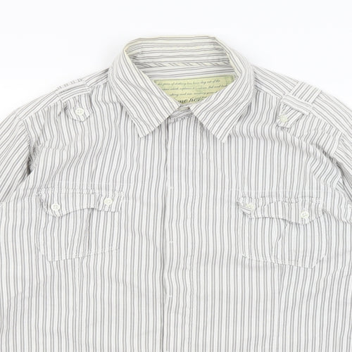 Preworn Mens Grey Striped   Button-Up Size XL