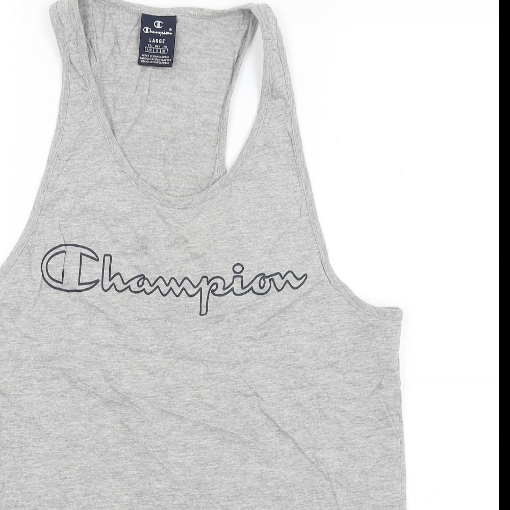 Champion Mens Grey    T-Shirt Size L