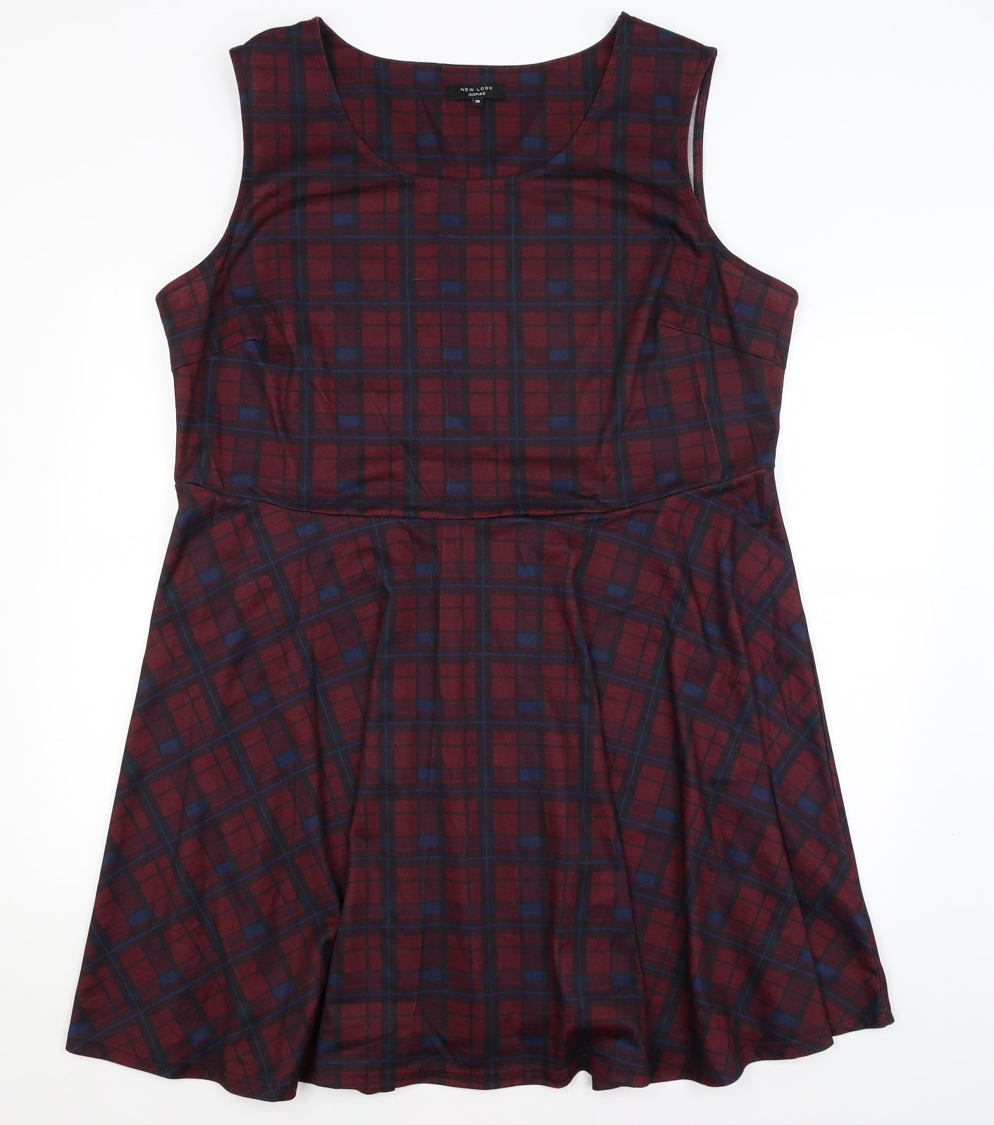 New Look Womens Red Plaid  Fit & Flare  Size 26