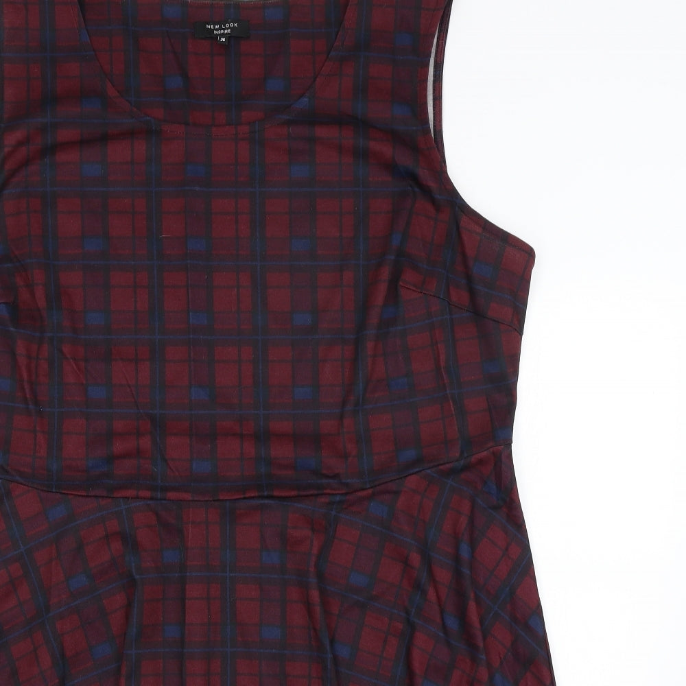 New Look Womens Red Plaid  Fit & Flare  Size 26