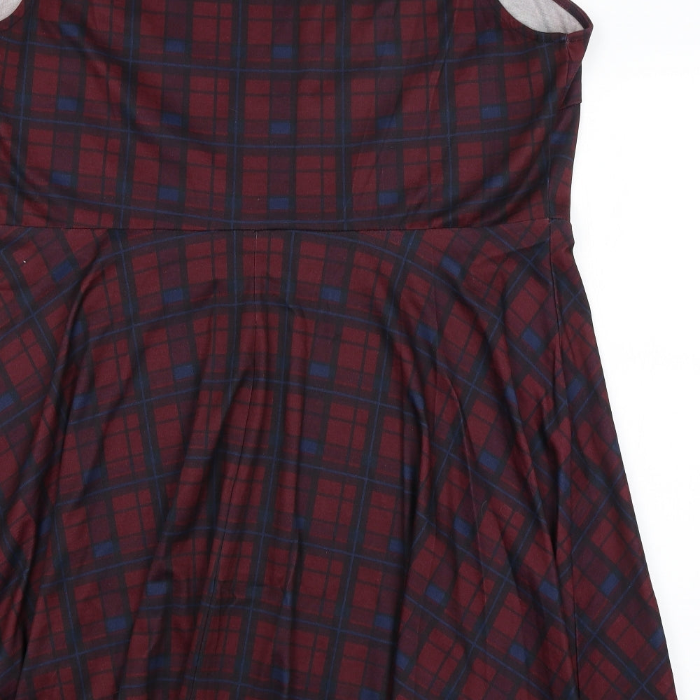 New Look Womens Red Plaid  Fit & Flare  Size 26