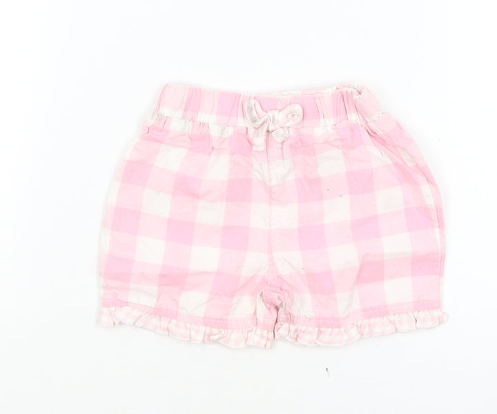 Bebe Cool Baby Pink Check Cropped Trousers Size 3-6 Months