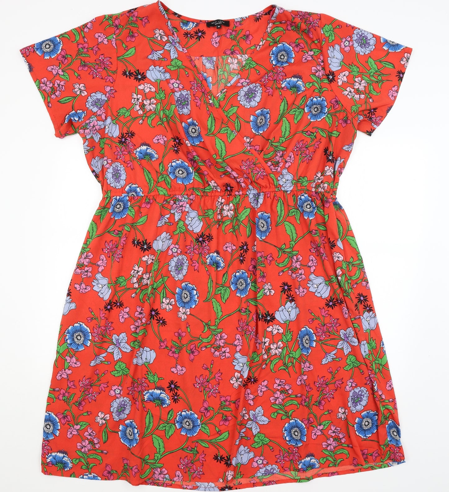 New Look Womens Red Floral  Fit & Flare  Size 26