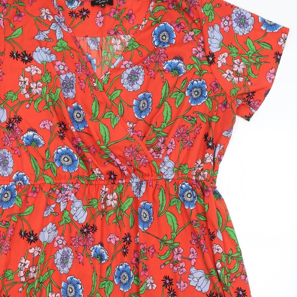 New Look Womens Red Floral  Fit & Flare  Size 26