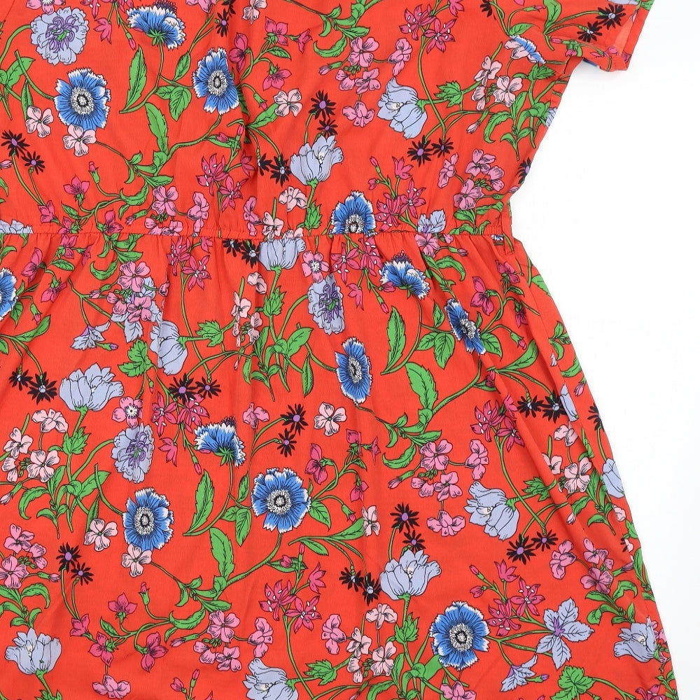 New Look Womens Red Floral  Fit & Flare  Size 26