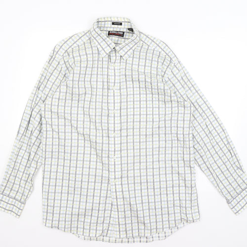 Kirkland Mens White Check   Button-Up Size L