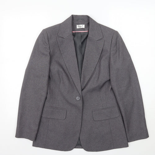 Select Womens Grey Striped  Jacket Blazer Size 10