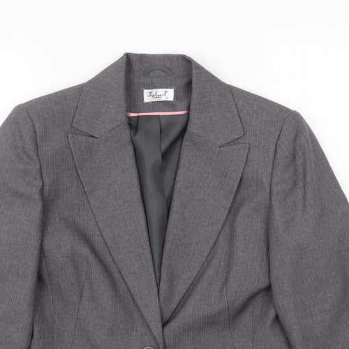 Select Womens Grey Striped  Jacket Blazer Size 10
