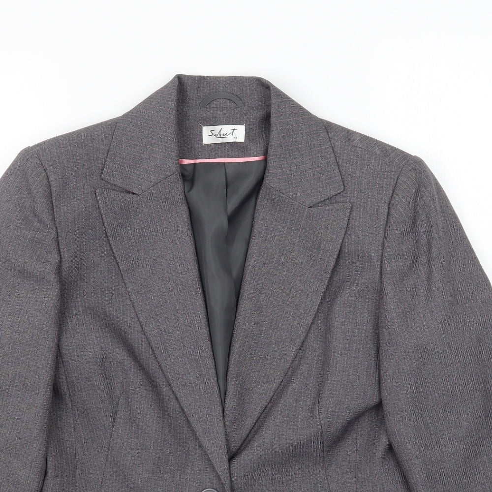 Select Womens Grey Striped  Jacket Blazer Size 10