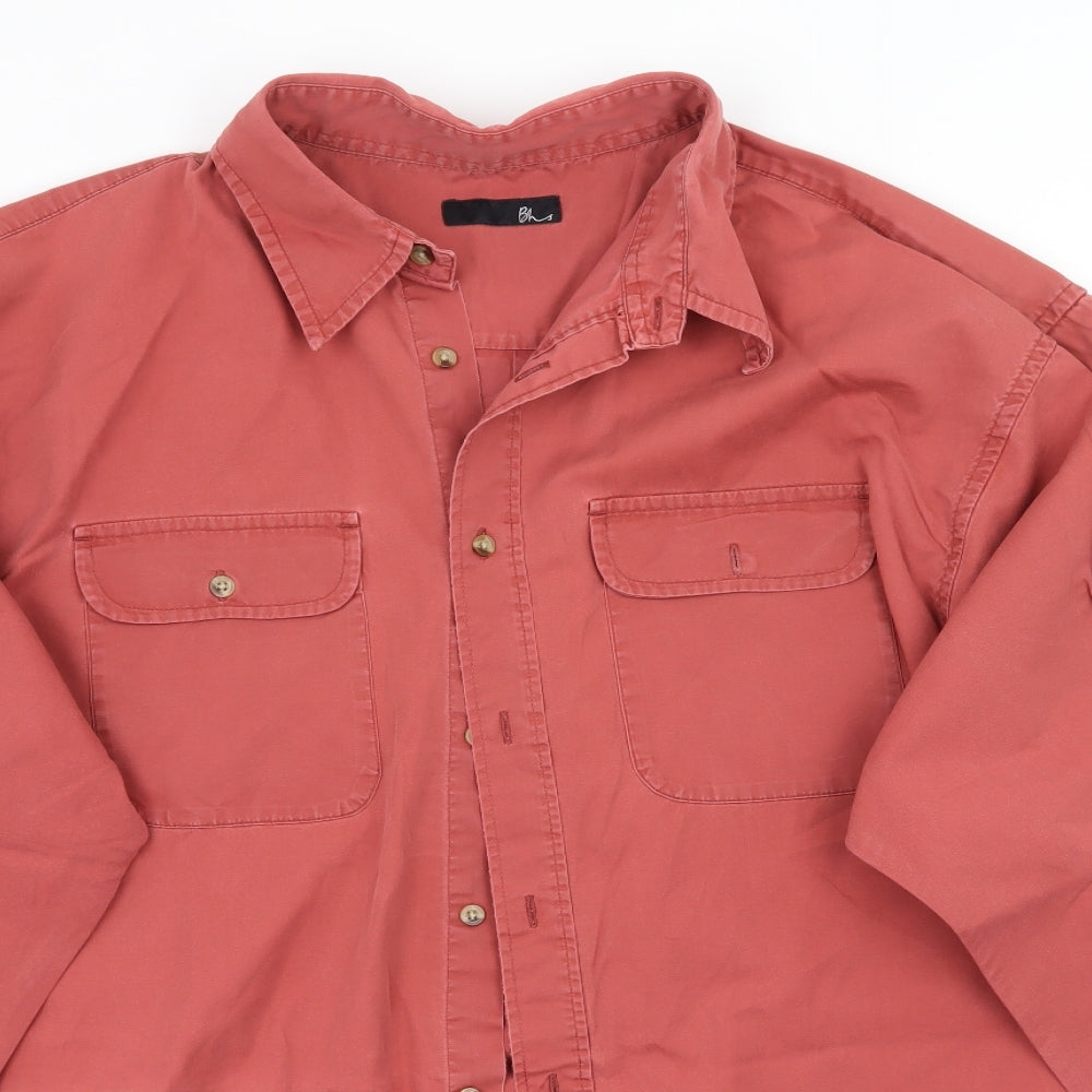 BHS Mens Red    Button-Up Size XL