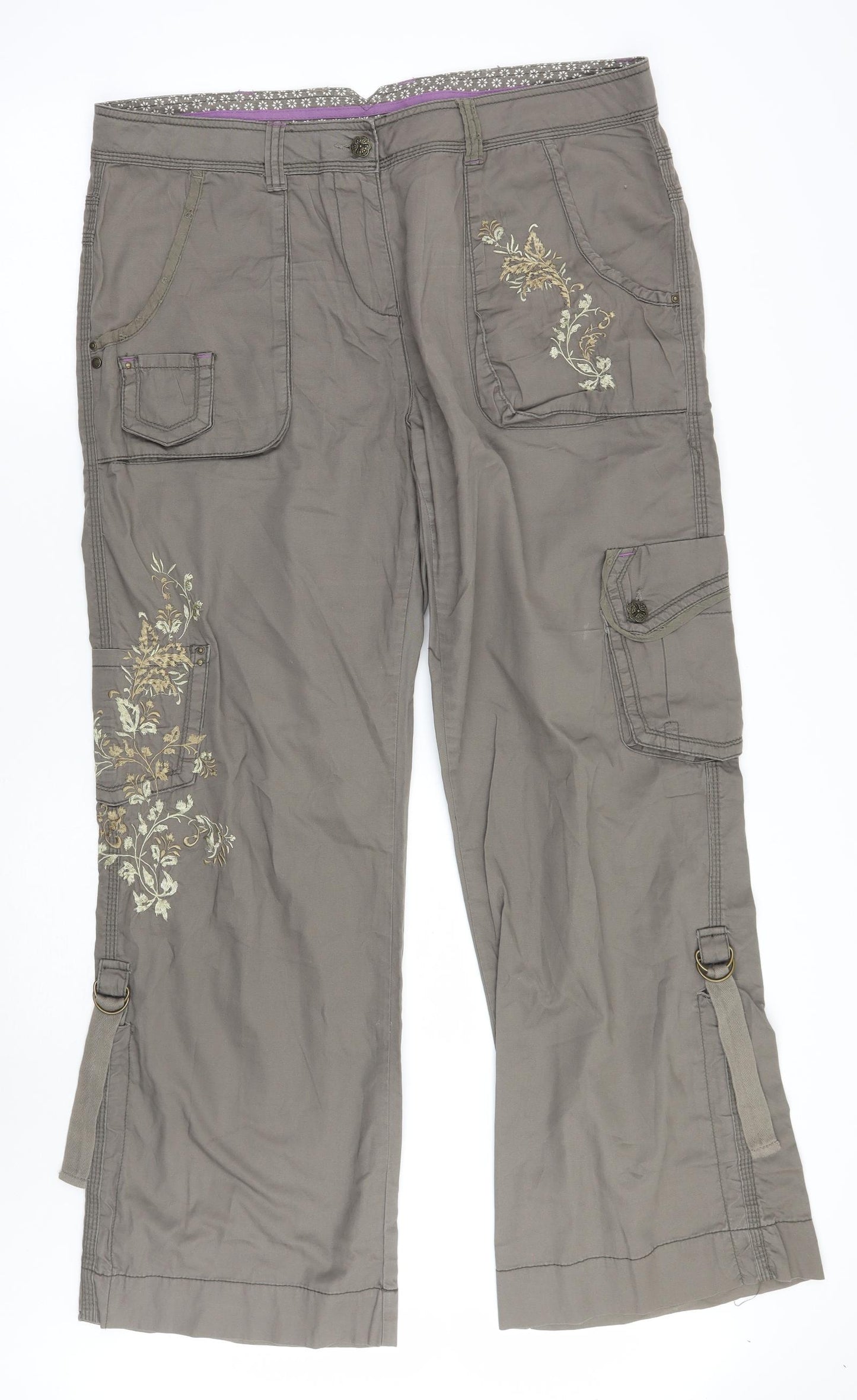 George Womens Green Floral  Cargo Trousers Size 16 L31 in