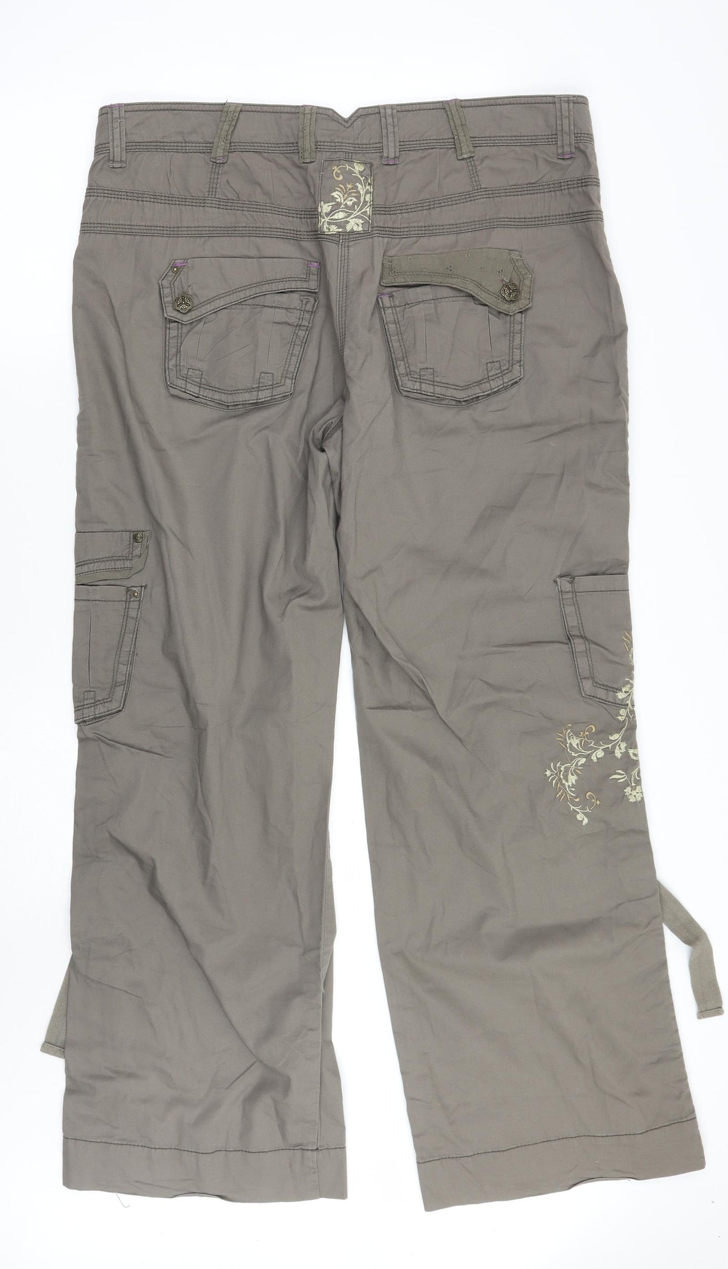 George Womens Green Floral  Cargo Trousers Size 16 L31 in
